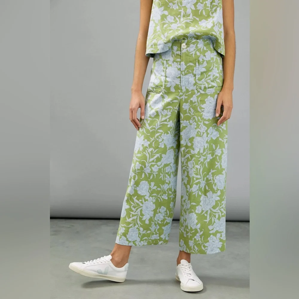 Anthropologie Maeve London Wide Leg Pants in Blue Motif XS - Picture 10 of 13